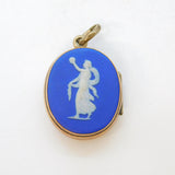George III Rose Gold Wedgwood Cameo Set Double Locket Pendant Antique