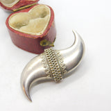 Victorian Sterling Silver Double Claw Form Brooch Antique c1860