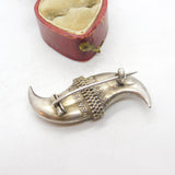 Victorian Sterling Silver Double Claw Form Brooch Antique c1860