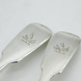 William IV Pair of Sterling Silver Scottish Thistle Crest Sauce Ladles Antique 1836 London