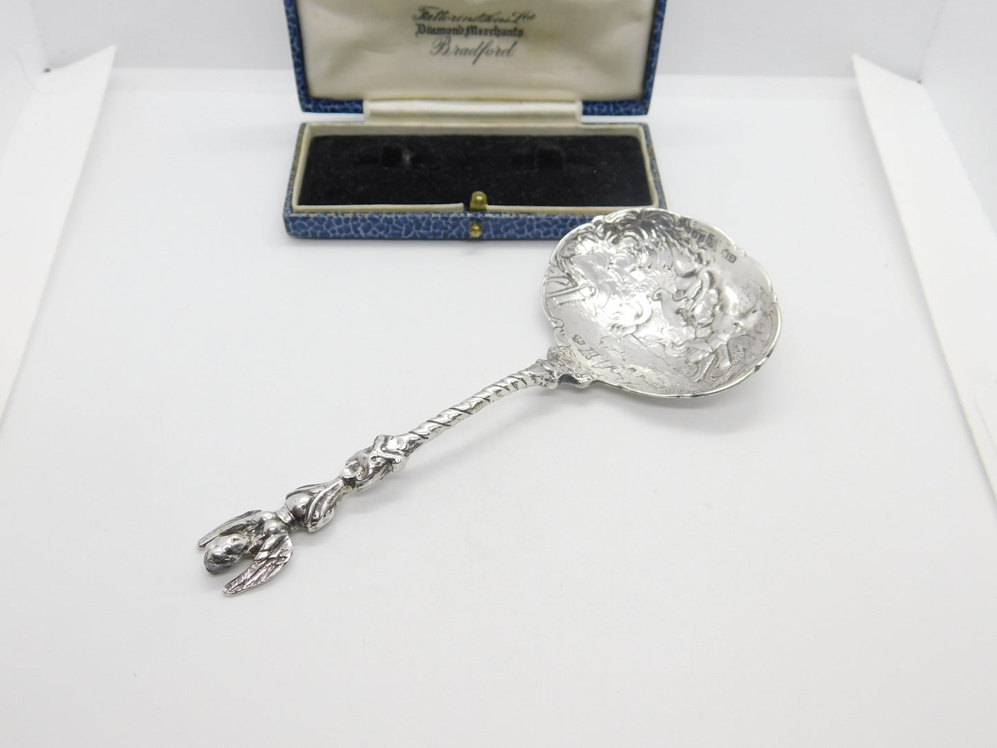 Victorian Sterling Silver Dolphin & Angel Tea Caddy Spoon 1901 London Import