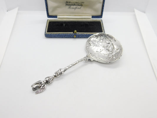 Victorian Sterling Silver Dolphin & Angel Tea Caddy Spoon 1901 London Import