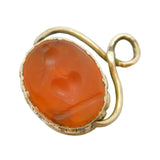 Georgian 9ct Yellow Gold Dove on a Heart Agate Intaglio Spinner Fob Antique