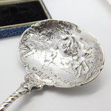Victorian Sterling Silver Dolphin & Angel Tea Caddy Spoon 1901 London Import