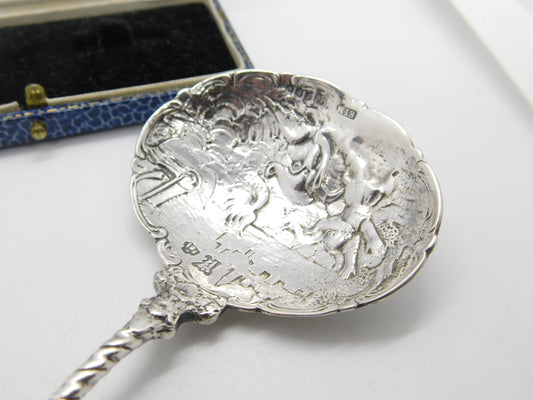 Victorian Sterling Silver Dolphin & Angel Tea Caddy Spoon 1901 London Import