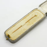 Boxed 9ct Gold & Natural Pearl Set Stick Pin by CINTRA Antique c1940 Deco