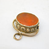 Georgian 9ct Yellow Gold Dove on a Heart Agate Intaglio Spinner Fob Antique