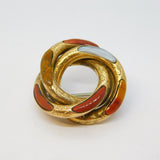 Victorian Scottish 9ct Gold, Montrose & Red Agate Knot Brooch Antique c1860