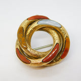 Victorian Scottish 9ct Gold, Montrose & Red Agate Knot Brooch Antique c1860
