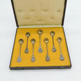 Boxed Set of Portuguese Sterling Silver Coin Teaspoons Antique 1915 Art Deco