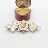 Victorian Rose Gold on Sterling Silver Horseshoe Sweetheart Brooch 1892