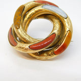 Victorian Scottish 9ct Gold, Montrose & Red Agate Knot Brooch Antique c1860