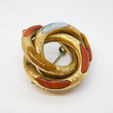 Victorian Scottish 9ct Gold, Montrose & Red Agate Knot Brooch Antique c1860