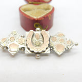Victorian Rose Gold on Sterling Silver Horseshoe Sweetheart Brooch 1892
