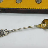 Boxed Set of Portuguese Sterling Silver Coin Teaspoons Antique 1915 Art Deco
