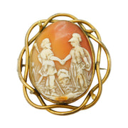 Victorian Pinchbeck Mounted Carved Shell Cameo Ancient Classical Brooch Antique c1880