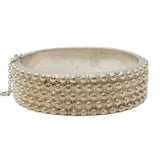 Victorian Sterling Silver Etruscan Style Hinged Cuff Bangle Antique c1880