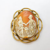 Victorian Pinchbeck Mounted Carved Shell Cameo Ancient Classical Brooch Antique c1880