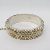 Victorian Sterling Silver Etruscan Style Hinged Cuff Bangle Antique c1880