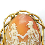 Victorian Pinchbeck Mounted Carved Shell Cameo Ancient Classical Brooch Antique c1880