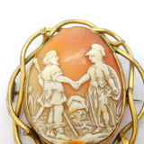 Victorian Pinchbeck Mounted Carved Shell Cameo Ancient Classical Brooch Antique c1880