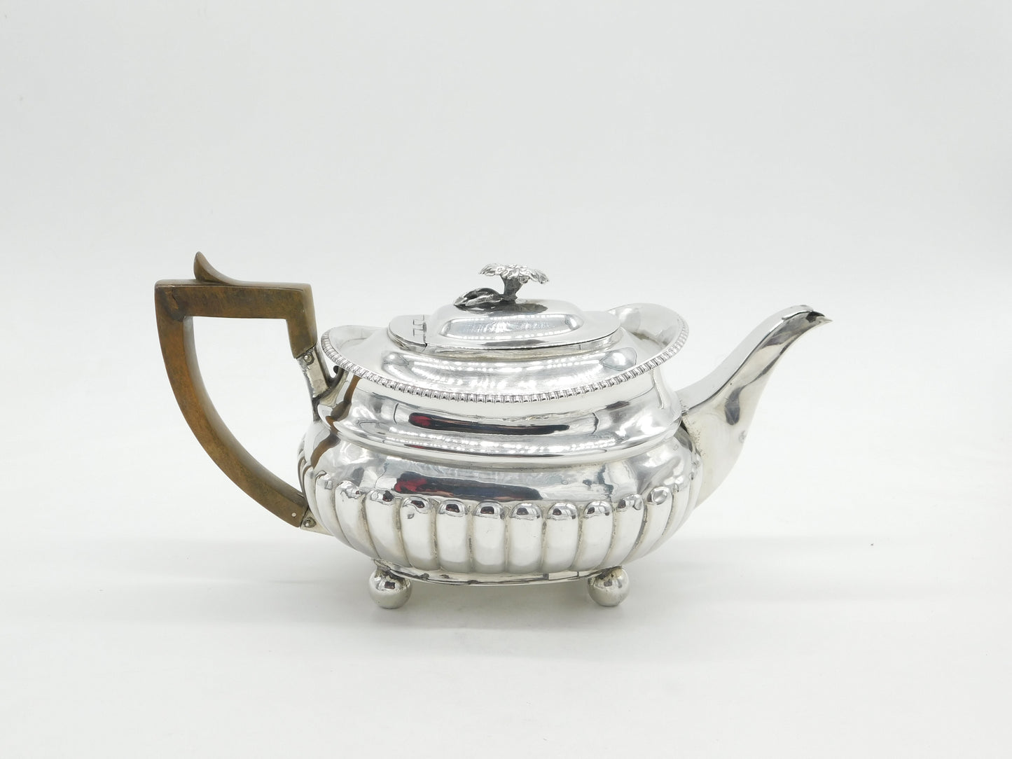 George III Sterling Silver Fluted Teapot Antique 1811 London Solomon Hougham