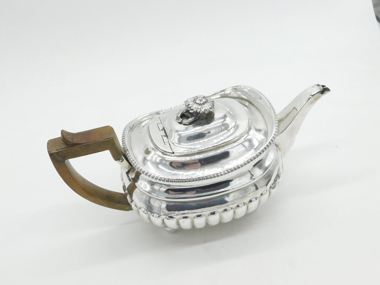 George III Sterling Silver Fluted Teapot Antique 1811 London Solomon Hougham