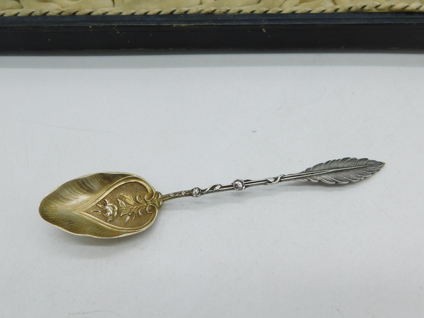 19th Century French Sterling Silver Feather Pattern Teaspoons Set Antique c1880