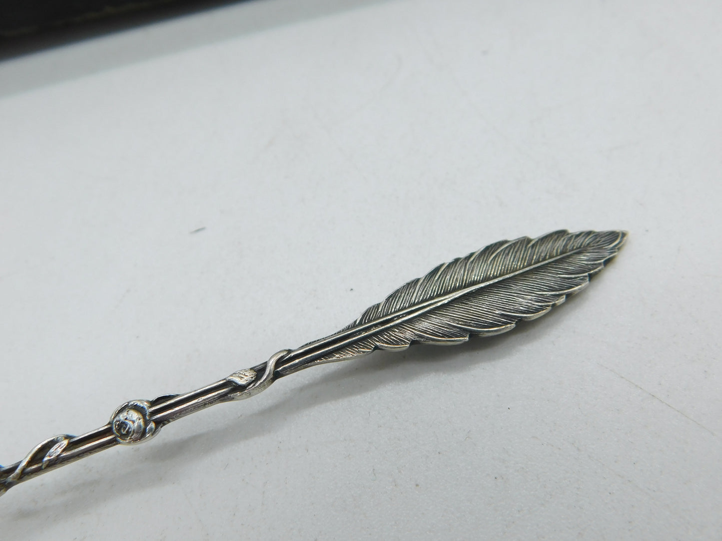 19th Century French Sterling Silver Feather Pattern Teaspoons Set Antique c1880