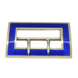 Edwardian Sterling Silver Blue Guilloche Enamel Belt Buckle Antique 1909 Birmingham