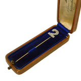 Victorian Boxed 14ct Two-Tone Gold & Diamond Set No. 2 Stick Pin Antique