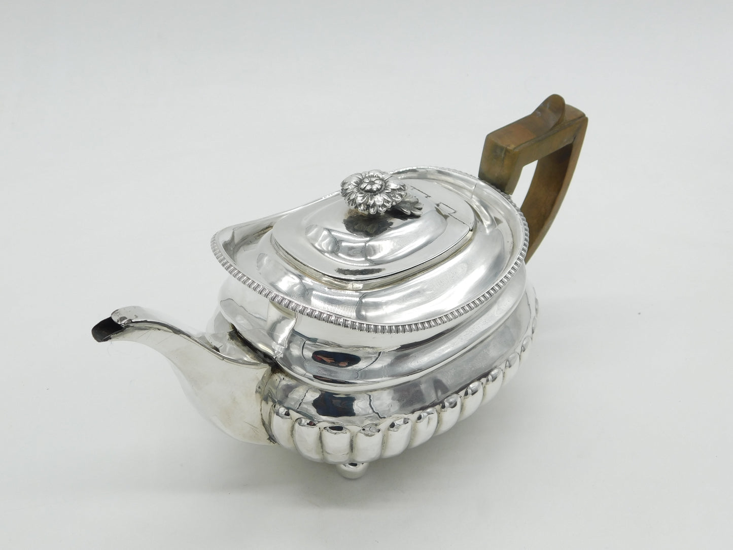 George III Sterling Silver Fluted Teapot Antique 1811 London Solomon Hougham