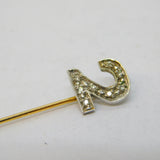 Victorian Boxed 14ct Two-Tone Gold & Diamond Set No. 2 Stick Pin Antique