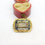 Georgian 9ct Gold & Black Enamel 'In Memory Of' Mourning Brooch 1837 Antique