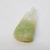 19th Century Chinese Carved Apple-Green Jade Floral Drop Pendant Antique c1860