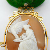 Victorian 9ct Gold Mounted Hebe & Eagle Shell Cameo Brooch Antique c1860