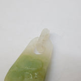 19th Century Chinese Carved Apple-Green Jade Floral Drop Pendant Antique c1860