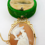 Victorian 9ct Gold Mounted Hebe & Eagle Shell Cameo Brooch Antique c1860