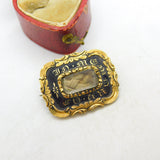 Georgian 9ct Gold & Black Enamel 'In Memory Of' Mourning Brooch 1837 Antique