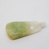 19th Century Chinese Carved Apple-Green Jade Floral Drop Pendant Antique c1860