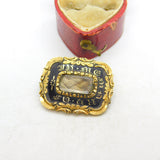 Georgian 9ct Gold & Black Enamel 'In Memory Of' Mourning Brooch 1837 Antique