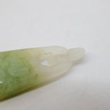 19th Century Chinese Carved Apple-Green Jade Floral Drop Pendant Antique c1860