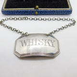 Georgian Sterling Silver Bright Cut Whisky Decanter Label Antique 1819 London
