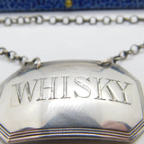 Georgian Sterling Silver Bright Cut Whisky Decanter Label Antique 1819 London