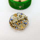 19th Century Austro-Hungarian Silver, Turquoise, Garnet & Pearl Brooch Antique