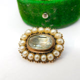 William IV 18ct Yellow Gold, Rock Crystal & Pearl Mourning Brooch Antique 1835
