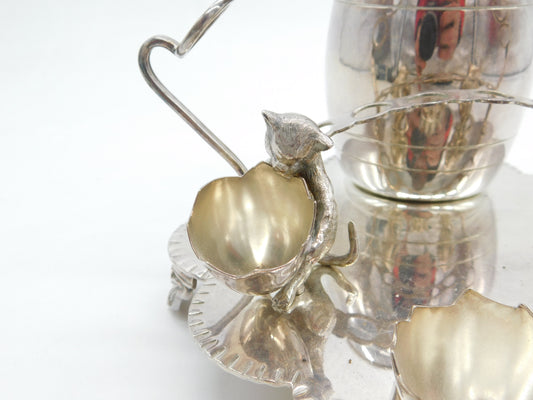 Victorian Novelty Silver Plated Large Boiled Egg Serving Set Antique c1890