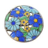 Sterling Silver Colourful Enamel Floral Brooch Pin Antique 1921 Birmingham Deco