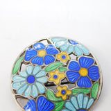 Sterling Silver Colourful Enamel Floral Brooch Pin Antique 1921 Birmingham Deco