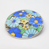 Sterling Silver Colourful Enamel Floral Brooch Pin Antique 1921 Birmingham Deco